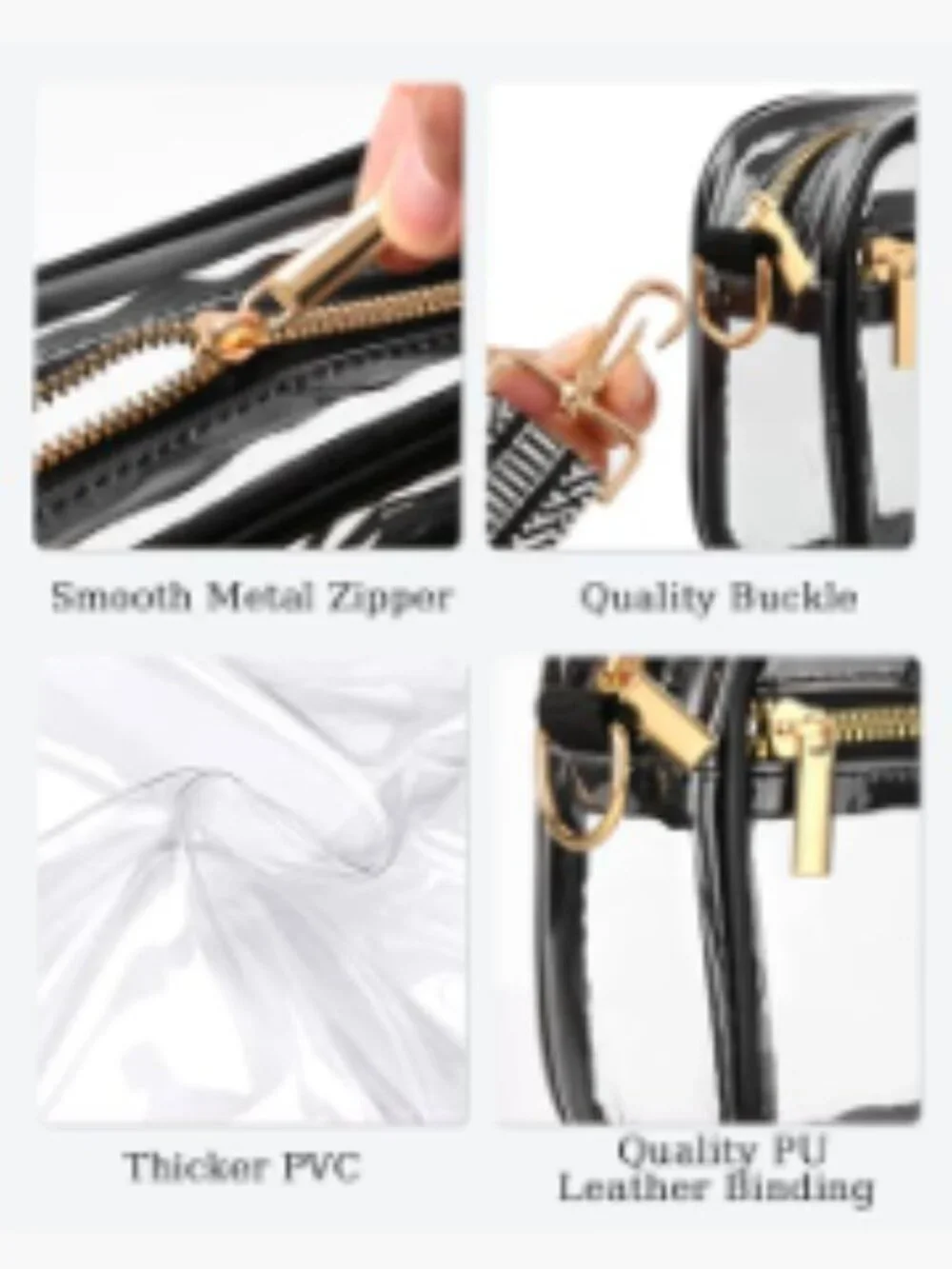 Clear Stadium Approved Crossbody Bag Water-Resistant PVC Adjustable Strap